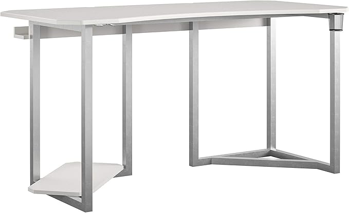 Quest Gaming Desk with CPU Stand, White