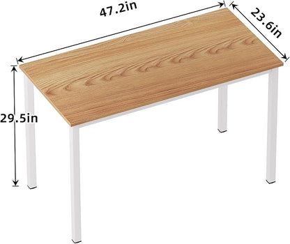 sogesfurniture Computer Desk 47 inches Large Office Desk Computer Table with BIFMA Certification Sturdy Office Desk Writing Desk,Teak with White Leg BHUS-AC3BW-120