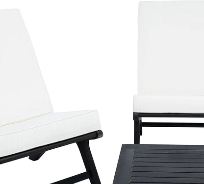 SAFAVIEH Outdoor Collection PAT7044 Conversation Set, Black/Beige