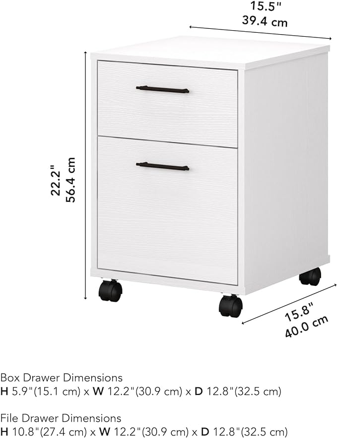 Bush Furniture Key West 2 Drawer Mobile File Cabinet, Rolling File Cabinet for Home Office