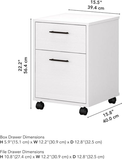 Bush Furniture Key West 2 Drawer Mobile File Cabinet, Rolling File Cabinet for Home Office