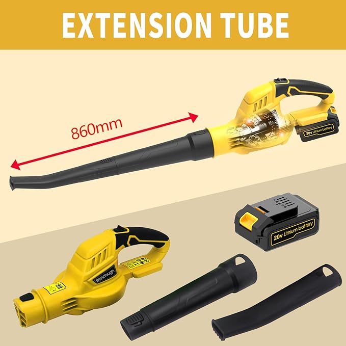 20V Cordless Leaf Blower with Battery Fast Charger Leaf Blower Sweeper (yellow 3.0A)