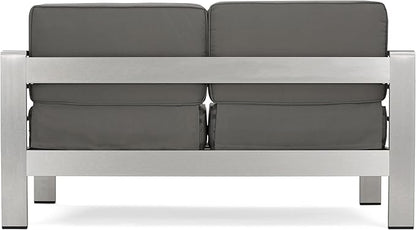 Christopher Knight Home Cape Coral Outdoor Chat Set with Fire Table, 5-Pcs Set, Khaki / Light Grey