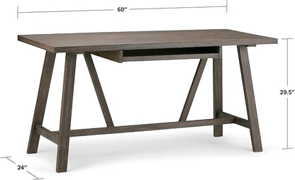 SIMPLIHOME Dylan SOLID WOOD Modern Industrial 60 inch Wide Home Office Desk, Writing Table, Workstation, Study Table Furniture in Driftwood