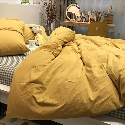Yellow Comforter Sets Pure Mustard Yellow Bedding Set King 3 Pieces Women Men Ginger Yellow Comforter Insert Sets Lightweight Durable Mustard Yellow Blanket King Quilts Set
