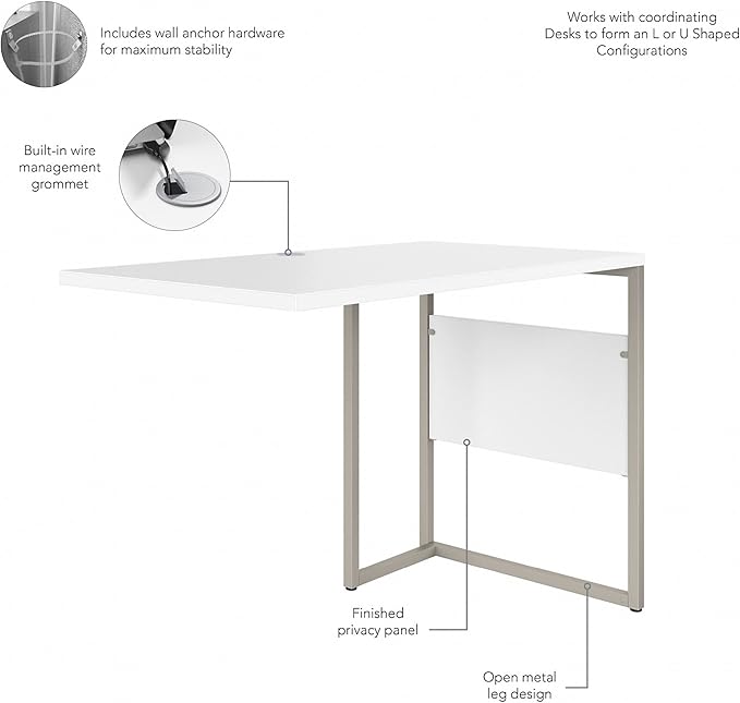 Bush Business Furniture Hybrid Desk Return/Bridge, 42W x 24D, White