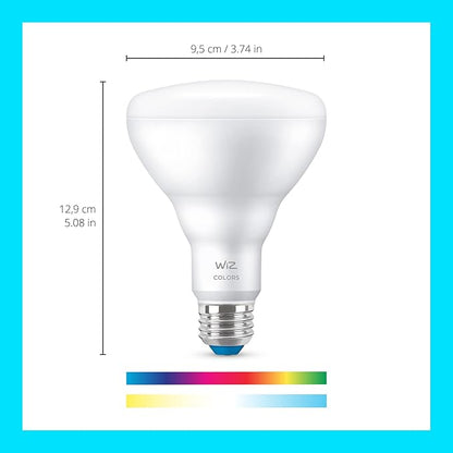 WiZ 65W BR30 Color LED Smart Bulb - Pack of 4 - E26- Indoor - Connects to Your Existing Wi-Fi - Control with Voice or App + Activate with Motion - Matter Compatible