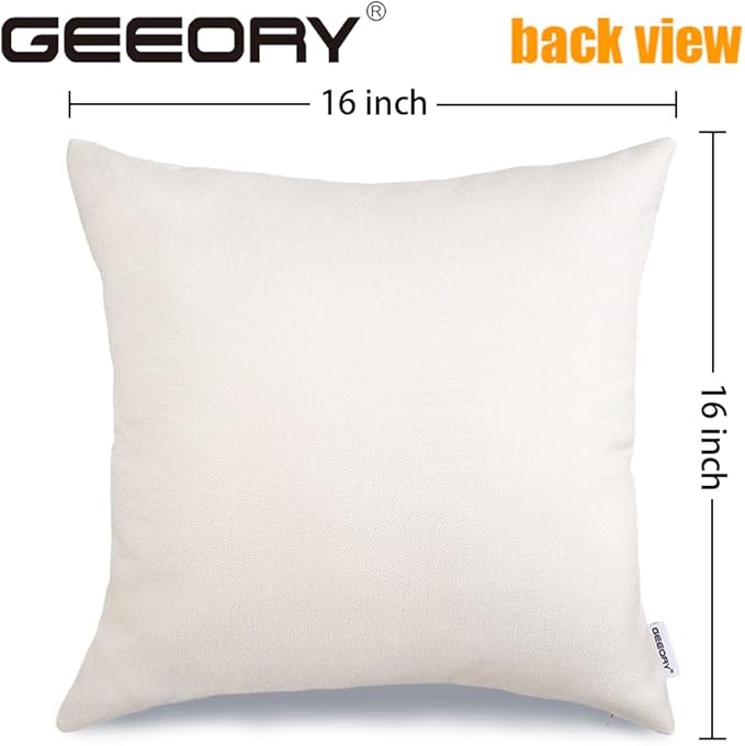 GEEORY Christmas Pillow Covers 16 x 16 Inch Set of 4, Striped Wooden Tree Snow Sleigh Merry Bright Xmas Holiday Decor Decorative Throw Cushion Case Decoration for Home Party Sofa Couch (Brown)