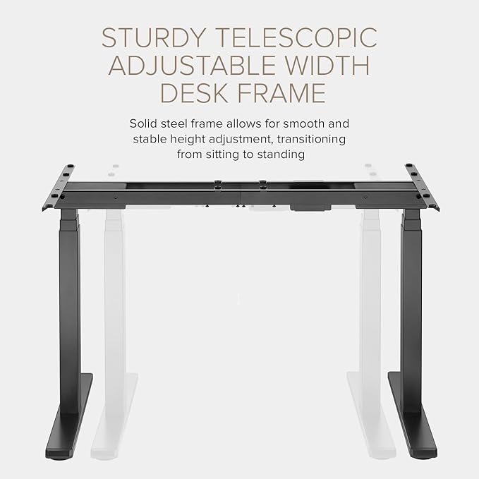 POUT TEKDEC Dual Motor 3-Stage Electric Adjustable Standing Computer Desk Base 24.4” - 51" Height for Home and Office (Black)