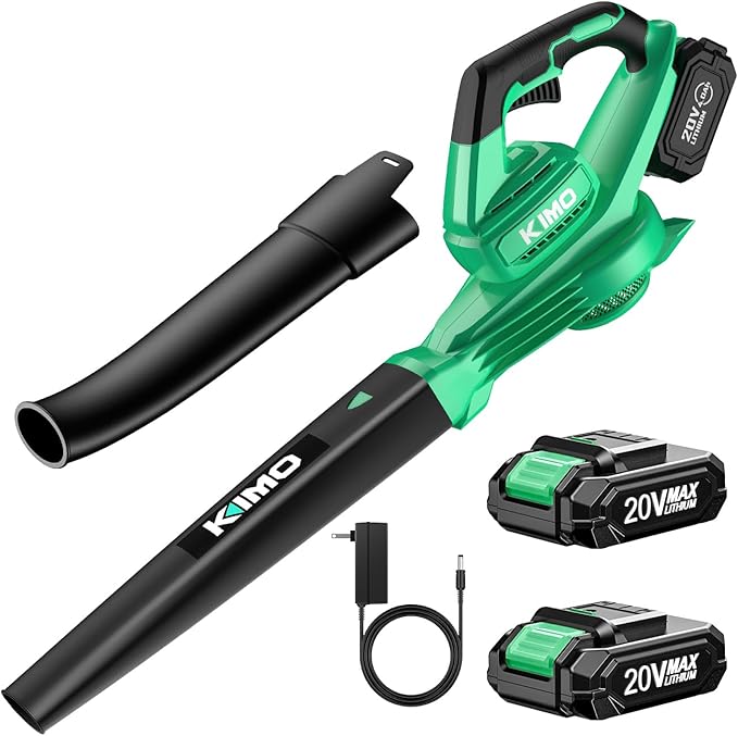 K I M O. Leaf Blower Cordless with Battery and Charger, 2X2.0 Batteries, Extension Tube, 200 CFM 170 MPH Lightweight Cordless Leaf Blower, Battery Operated Leaf Blowers for Lawn Care, Yard|Patio|House