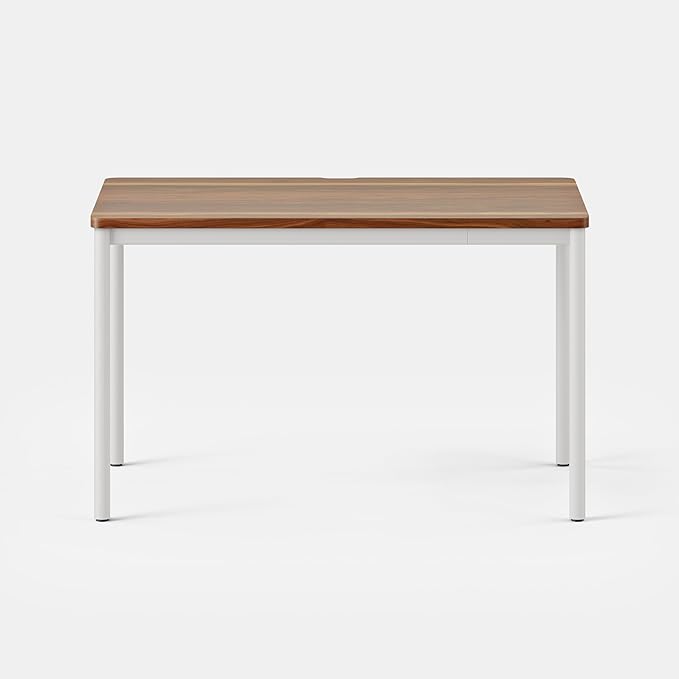 Branch Daily Desk - Functional At Home Office Desk with Effortless Assembly, Timeless Design, Rounded Corners, and Built-in Cable Notch - 48” W x 28.5” H x 24” D - Walnut White Work Table