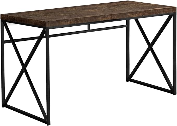 Monarch Specialties I 7450 Computer Desk, Home Office, Laptop, Work, Metal, Laminate, Brown, Black, Contemporary, Modern