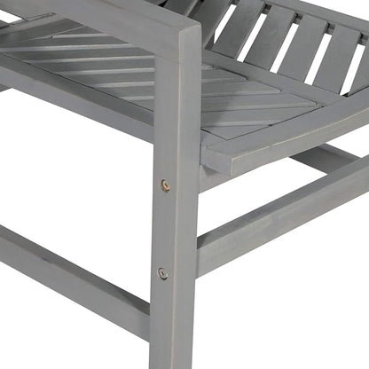 Walker Edison 2 Piece Outdoor Patio Chevron Wood Chair Set All Weather Backyard Conversation Garden Poolside Balcony, Set of 2, Grey