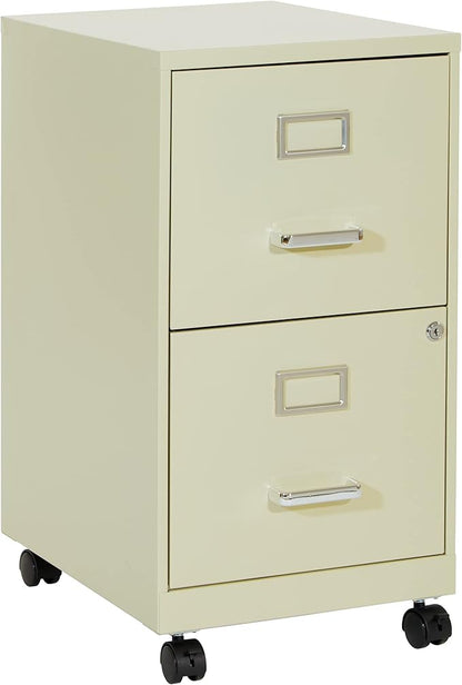 OSP Home Furnishings 2 Drawer Mobile Locking Metal File Cabinet, Tan