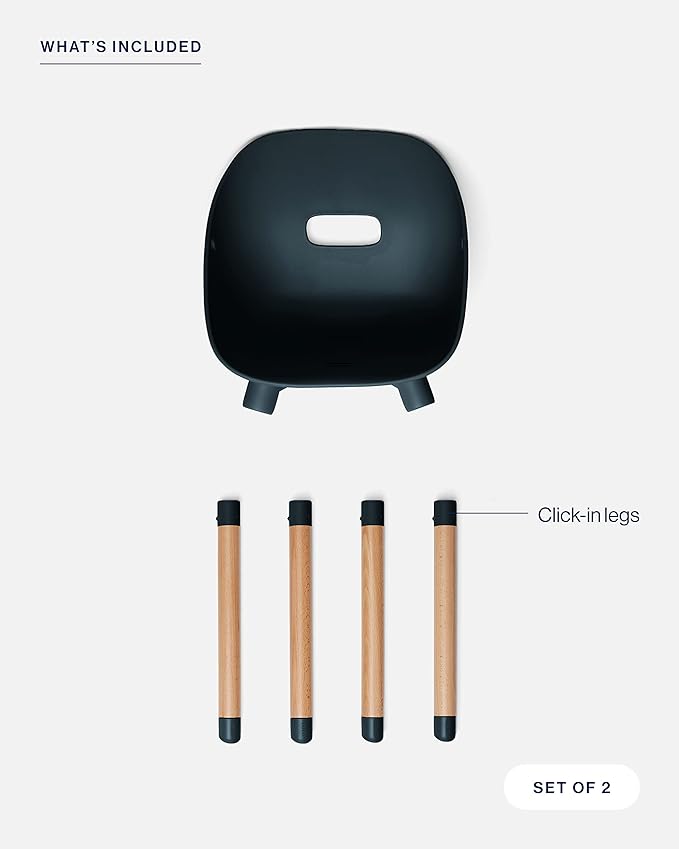 Lalo The Play Chair, Wooden and Non-Toxic Plastic Kids and Toddler Chair - Sturdy Bucket Seat and Easy to Clean Kids Chair with up to 200 lb. Weight Capacity, Set of 2 - Licorice