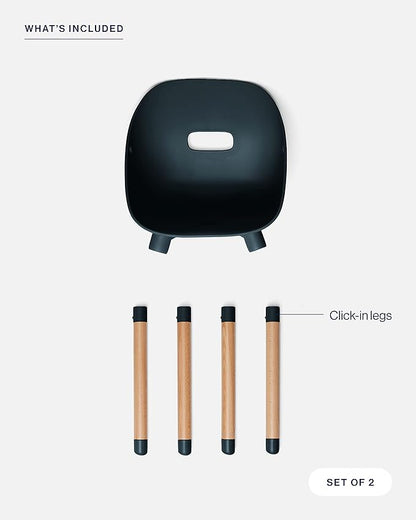 Lalo The Play Chair, Wooden and Non-Toxic Plastic Kids and Toddler Chair - Sturdy Bucket Seat and Easy to Clean Kids Chair with up to 200 lb. Weight Capacity, Set of 2 - Licorice