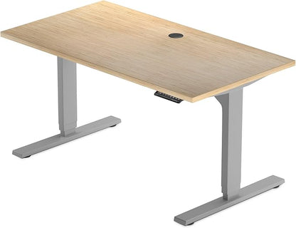 Standing Desk Bamboo, Dual Motor Stand up Desk Adjustable Height Electric 48x30 - Bamboo Light Matte, Grey Frame