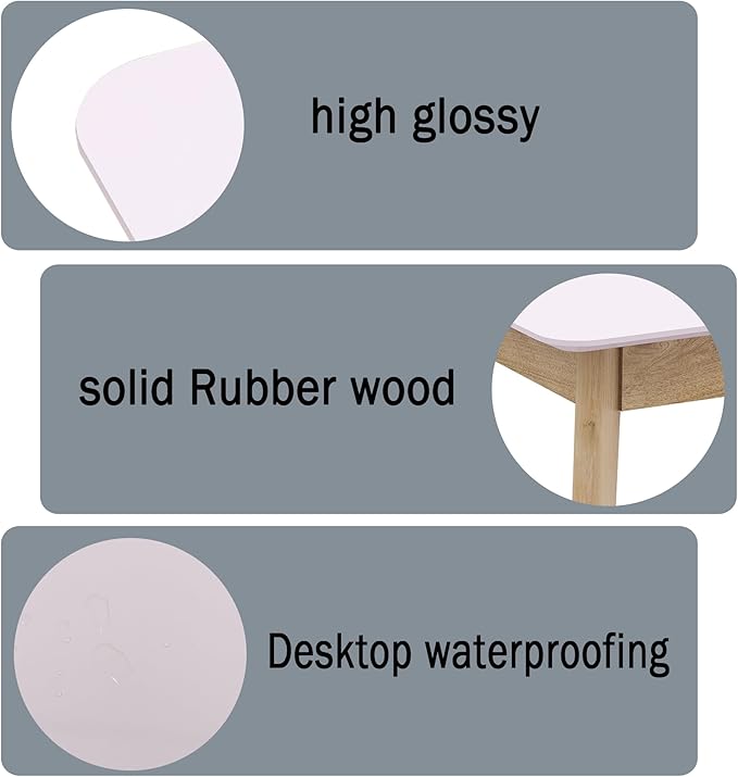 TaoHFE Pink Vanity Table with Rubber Wood Legs Small Spaces Girl Vanity Desk Glossy Pink 39 Inch Makeup Desk with USB Dressing Table No Mirror Computer Desk for Home Modern Vanity Desk for Bedroom