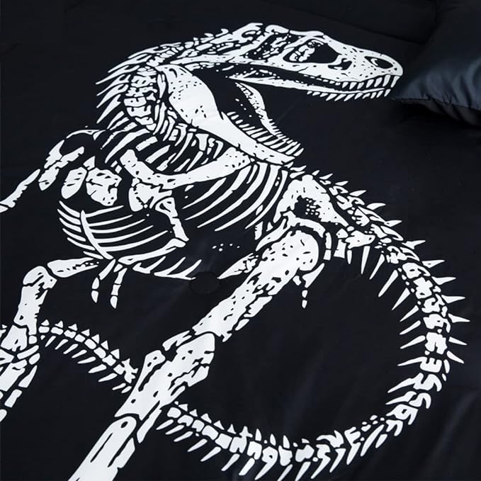 ADASMILE A & S Dinosaur Comforter Set Full Size for Boys Kids 6 Piece Dinosaur Bedding Full Bed in A Bag Comforter Set with Sheets Dinosaur Bed Set Bone Dinosaur Sheets Bone Dinosaur Comforter Sets