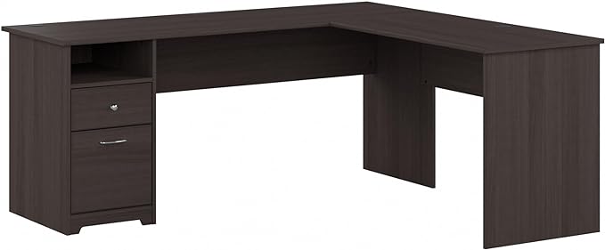Bush Furniture L Shaped Desk with Drawers for Executive and Home Office | Cabot Collection Corner Table with Storage and Chrome Hardware | 72Wx23DX42W Return