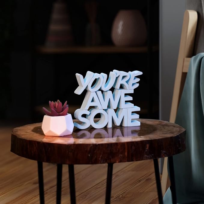 You are Awesome Blue Fancy Showpiece - Creative Home Décor for Kids' Rooms and Study Tables for Students (6.5 x 5.60 inch) - Engineered Wood Decorative Item