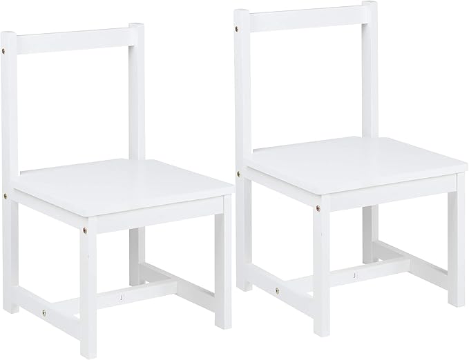 Amazon Basics Solid Wood Kids Activity Chair Set, 23.8-Inch Height - 2-Pack, White
