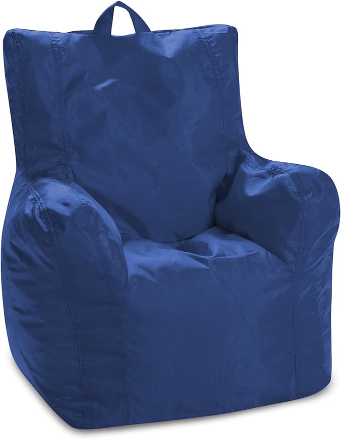 Posh Creations Structured Comfy Bean Bag Chair for Gaming Reading and Watching TV Pasadena Soft Nylon-Navy Pasadena Chair