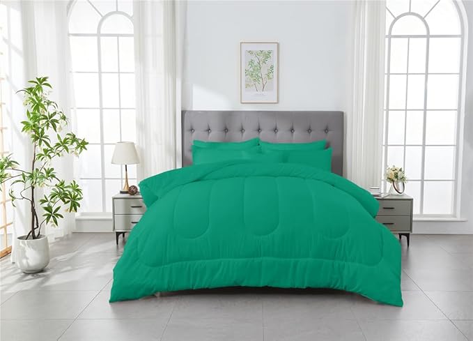 3 Piece Solid Color All Season Bedding Comforter Set Microfiber Soft Lightweight Bedding Set for Kids Teens Adults Room Decor with 1 Comforter and 2 Pillowcases Full