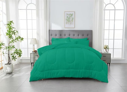 3 Piece Solid Color All Season Bedding Comforter Set Microfiber Soft Lightweight Bedding Set for Kids Teens Adults Room Decor with 1 Comforter and 2 Pillowcases Twin