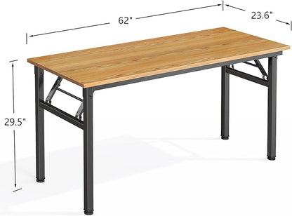 Computer Desk, 61.9 inches Folding Table Home Office Desk for Home Office, Gaming Desk, No Install Needed, Multifunctional Laptop Table