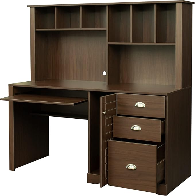 NicBex Laik-DW-00017-DX Desks, 59.06" W x 23.62" D x 57.68" H, Walnut