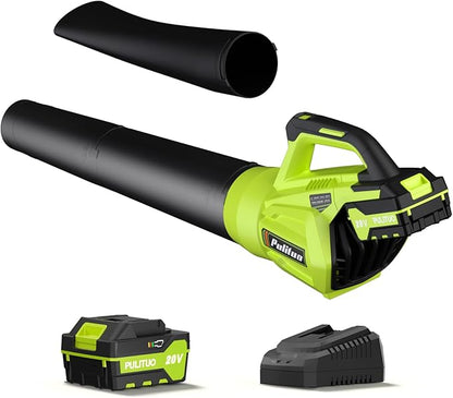 Leaf Blower 20V Leaf Blower Cordless with 4.0Ah Battery and Charger, High Power 400 CFM Electric Leaf Blower, Lightweight Handheld Cordless Blower for Lawn Care Yard Patio Garden Leaves Snow (Green)