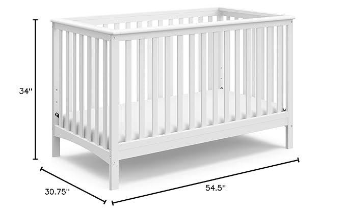 Storkcraft Hillcrest 4-in-1 Convertible Crib (White) - Converts to Daybed, Toddler Bed, and Full-Size Bed, Fits Standard Full-Size Crib Mattress, Adjustable Mattress Support Base