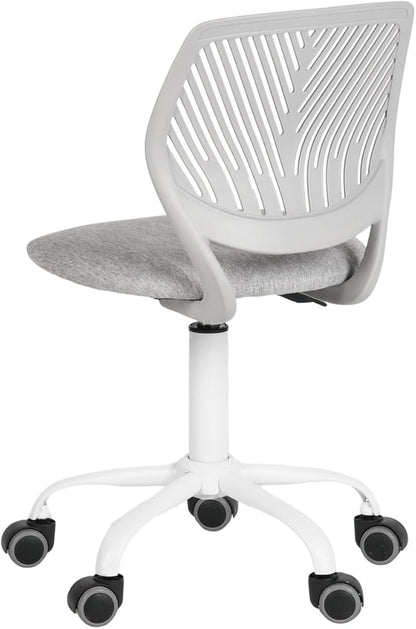 FurnitureR Writing Task Chair for Teens Boys Girls 360 Rolling Wheels Fabric Soft Pad Seat Breathable Backrest, Height Adjustable Liftup 29.5"-34.3", Morandi Grey