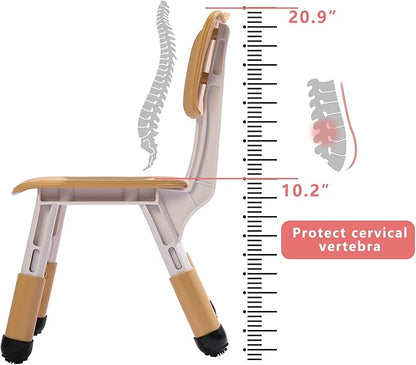 Adjustable Kid Chairs Indoor 3 Level Adjustable Suitable for Children Age 2-6. Maximum load-bearing 220LBS Suitable for Family Classroom and Nursery Child Seat Set (2-Pack-Beige)
