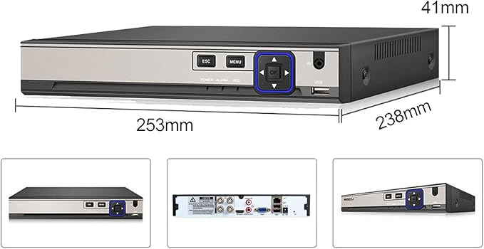 4CH 5M-N/1080N Full High Definition Hybrid for AHD/TVI/CVI/Analog/IP DVR H.265 CCTV Video Recorder P2P Remote Phone Monitoring for Home Security Surveillance System Camera (NO HDD)…