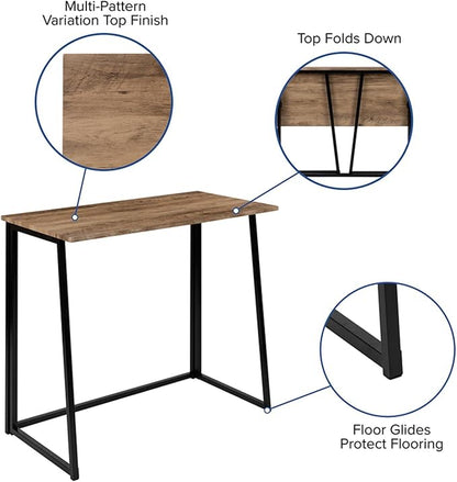 Flash Furniture Walker Small Rustic Natural Home Office Folding Computer Desk - 36"
