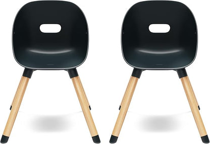 Lalo The Play Chair, Wooden and Non-Toxic Plastic Kids and Toddler Chair - Sturdy Bucket Seat and Easy to Clean Kids Chair with up to 200 lb. Weight Capacity, Set of 2 - Licorice