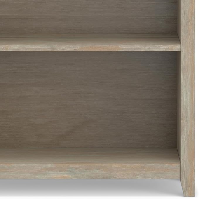 SIMPLIHOME Amherst SOLID WOOD 30 Inch Transitional 5 Shelf Bookcase in Distressed Grey, For the Living Room, Study Room and Office