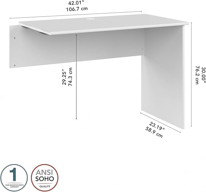 Bush Furniture Cabot 42W Shell Desk Return, 48W x 24D, White