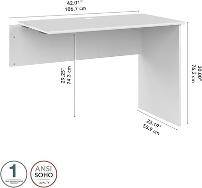 Bush Furniture Cabot 42W Shell Desk Return, 48W x 24D, White