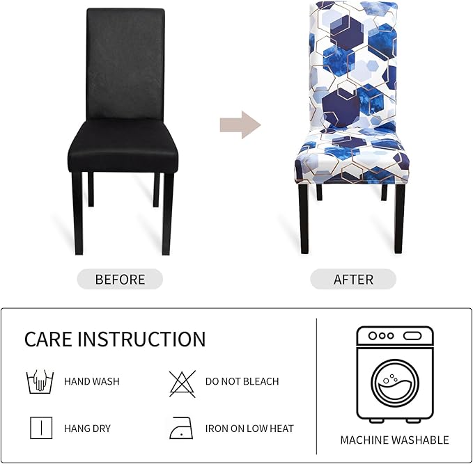 Gibelle Dining Room Chair Covers Set of 4, Soft Stretch Kitchen Chair Covers Slipcover Protector, Removable Washable Geometric Parson Chair Covers 4 Pack, Royal Blue