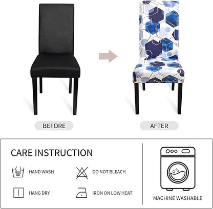 Gibelle Dining Room Chair Covers Set of 4, Soft Stretch Kitchen Chair Covers Slipcover Protector, Removable Washable Geometric Parson Chair Covers 4 Pack, Royal Blue