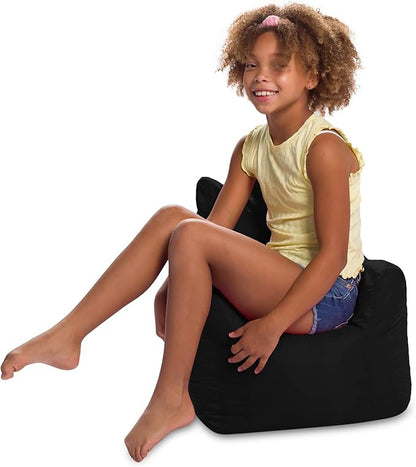 Posh Creations Structured Comfy Bean Bag Chair for Gaming, Reading, and Watching TV, Pasadena Chair, Microsuede - Black