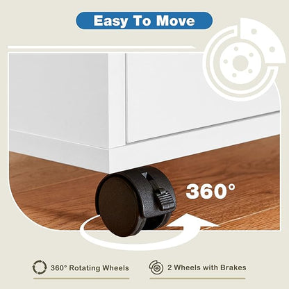 OLIXIS Chest Wood File Cabinet Rolling Organization Storage Dresser with Wheels for Home Office