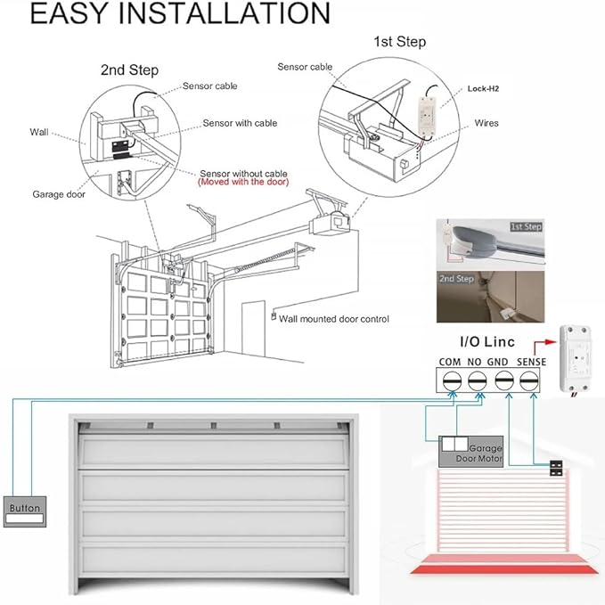 5V WiFi Smar Garage Door Opener Remote Controller,Monitor Garage Open Close Status by Phone Tuya app Anywhere,Compatible with Alexa Google Home