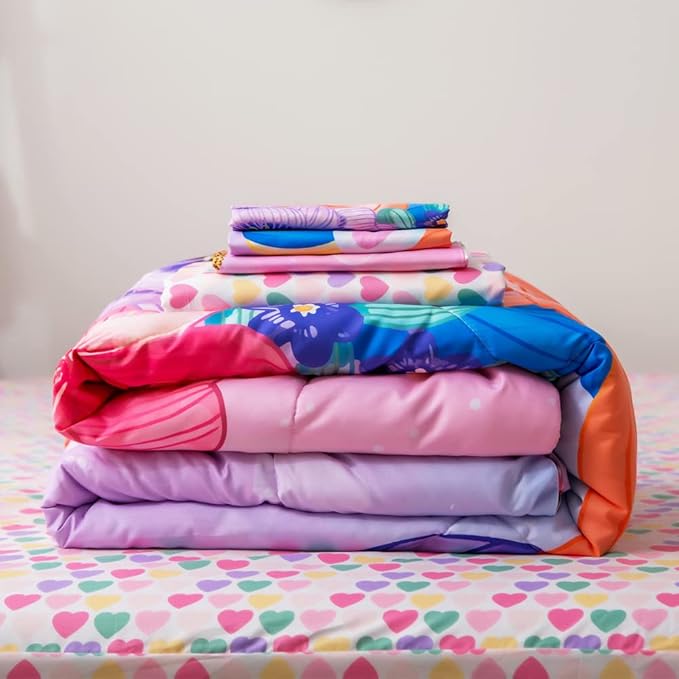 ADASMILE A & S Unicorn Bedding Twin for Girls Unicorn Bed Set Pink Unicorn Comforter Set Twin 6Pieces Girls Bed in A Bag Comforter with Hearts Sheets Reversible Unicorn Bed Sheets Home Unicorn Decor