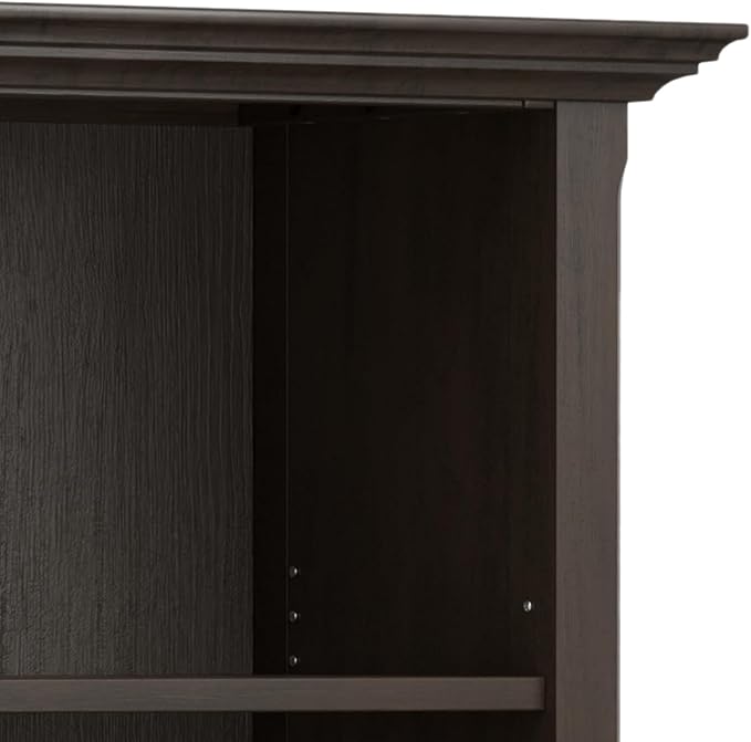 SIMPLIHOME Amherst SOLID WOOD Transitional 5 Shelf Bookcase for The Living, Study Room and Office, 24 inch, Hickory Brown