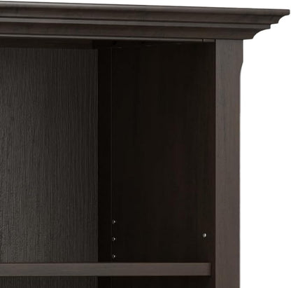 SIMPLIHOME Amherst SOLID WOOD Transitional 5 Shelf Bookcase for The Living, Study Room and Office, 24 inch, Hickory Brown