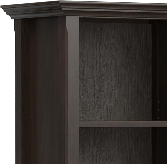 SIMPLIHOME Amherst SOLID WOOD Transitional 5 Shelf Bookcase for The Living, Study Room and Office, 24 inch, Hickory Brown